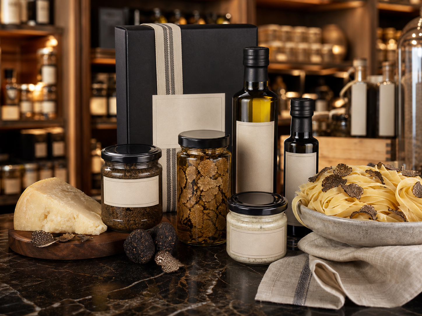 Italian Truffle Pantry products arranged for Tuber House Trade retailers